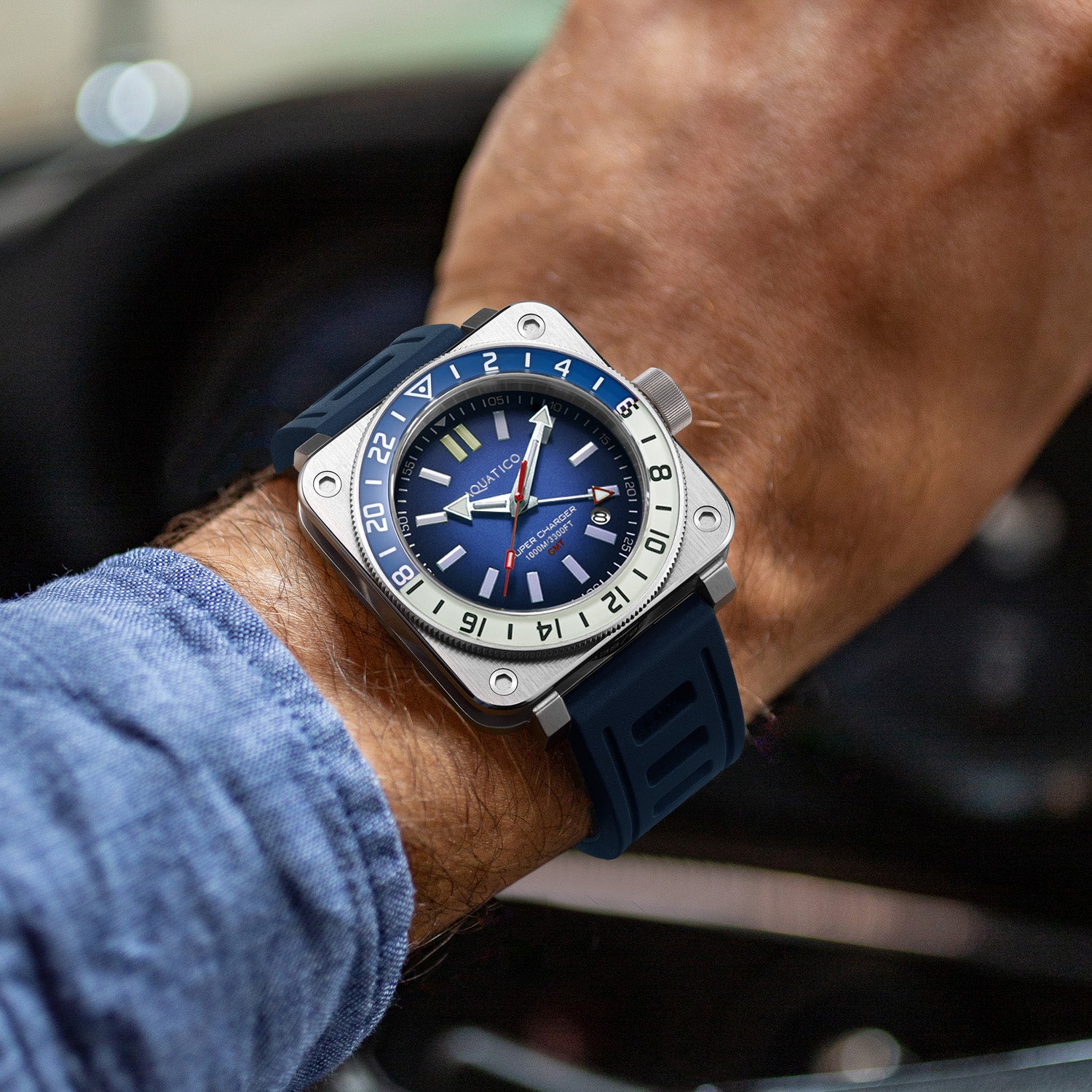 Aquatico Steel Man GMT Watch