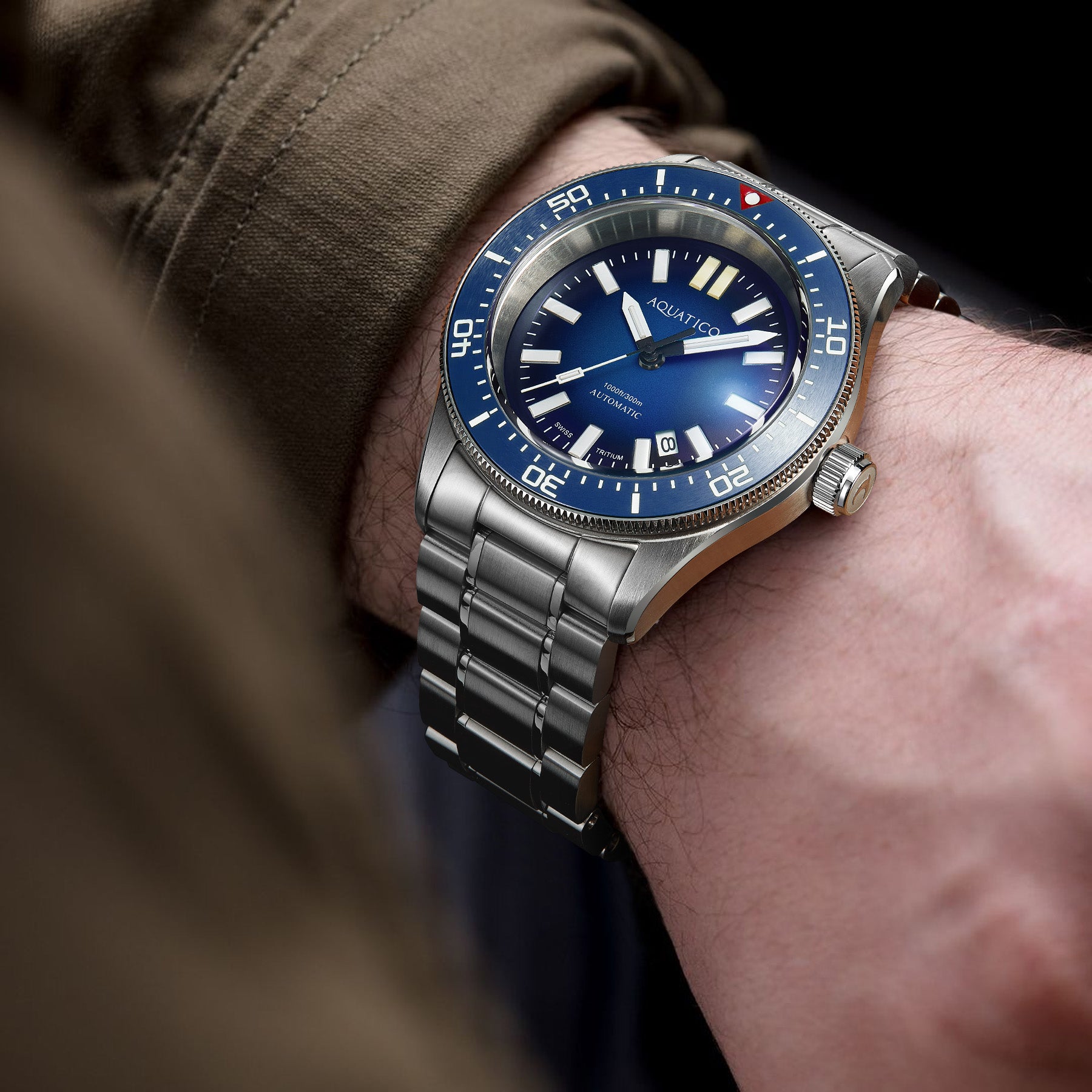 blue dial Tritium T100 Automatic Watch