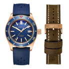 bronze watch blue dial