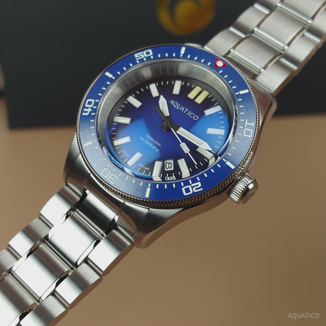 blue dial Tritium T100 Automatic Watch