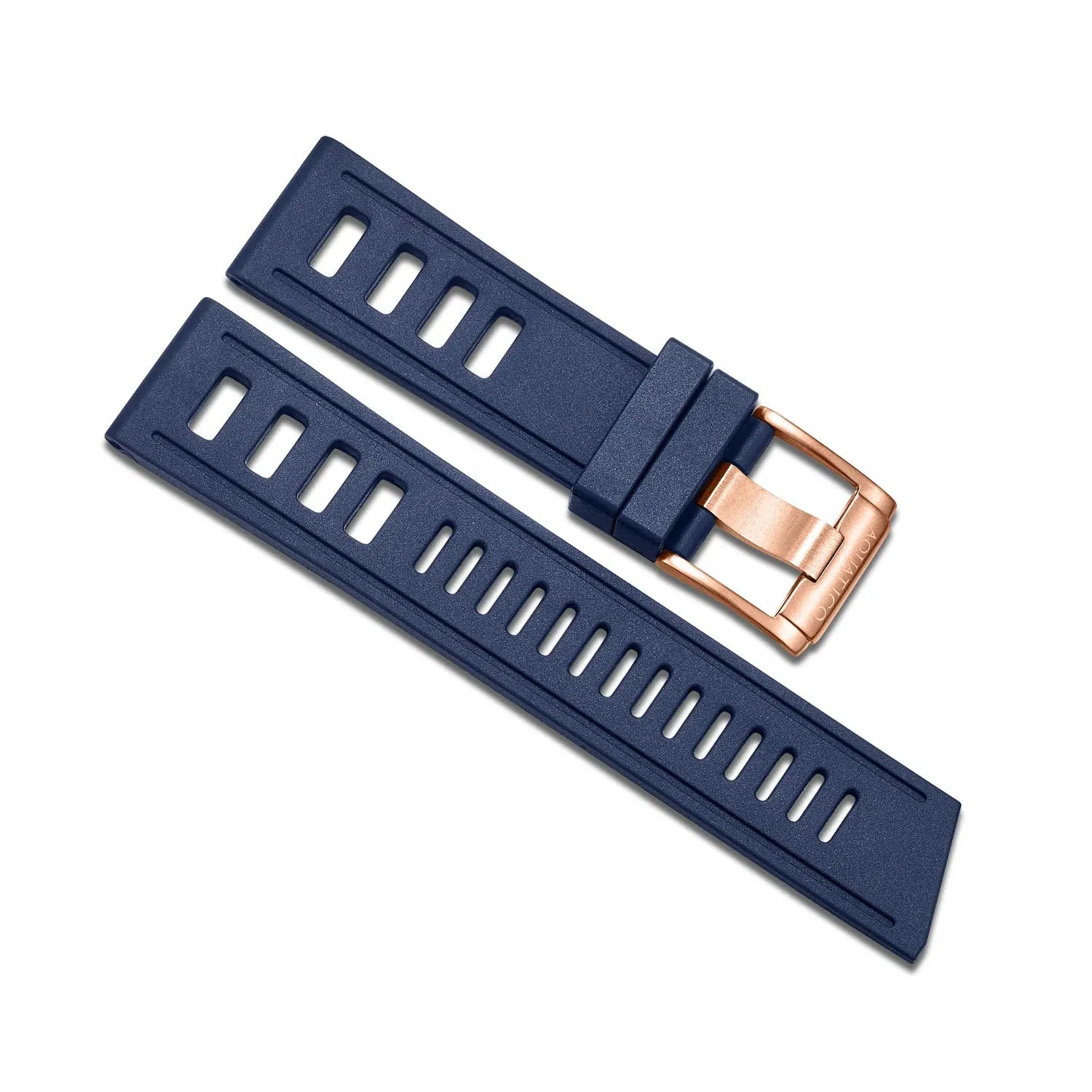 24MM BLUE FKM RUBBER STRAP WITH BRONZE BUCKLE aquaticowatchshop