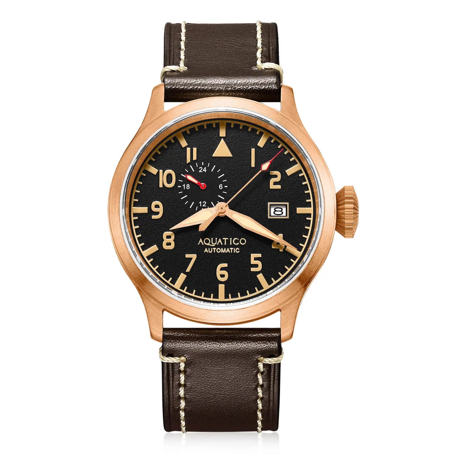 Aquatico Big Pilot 43mm Bronze Black Dial Watch aquaticowatchshop