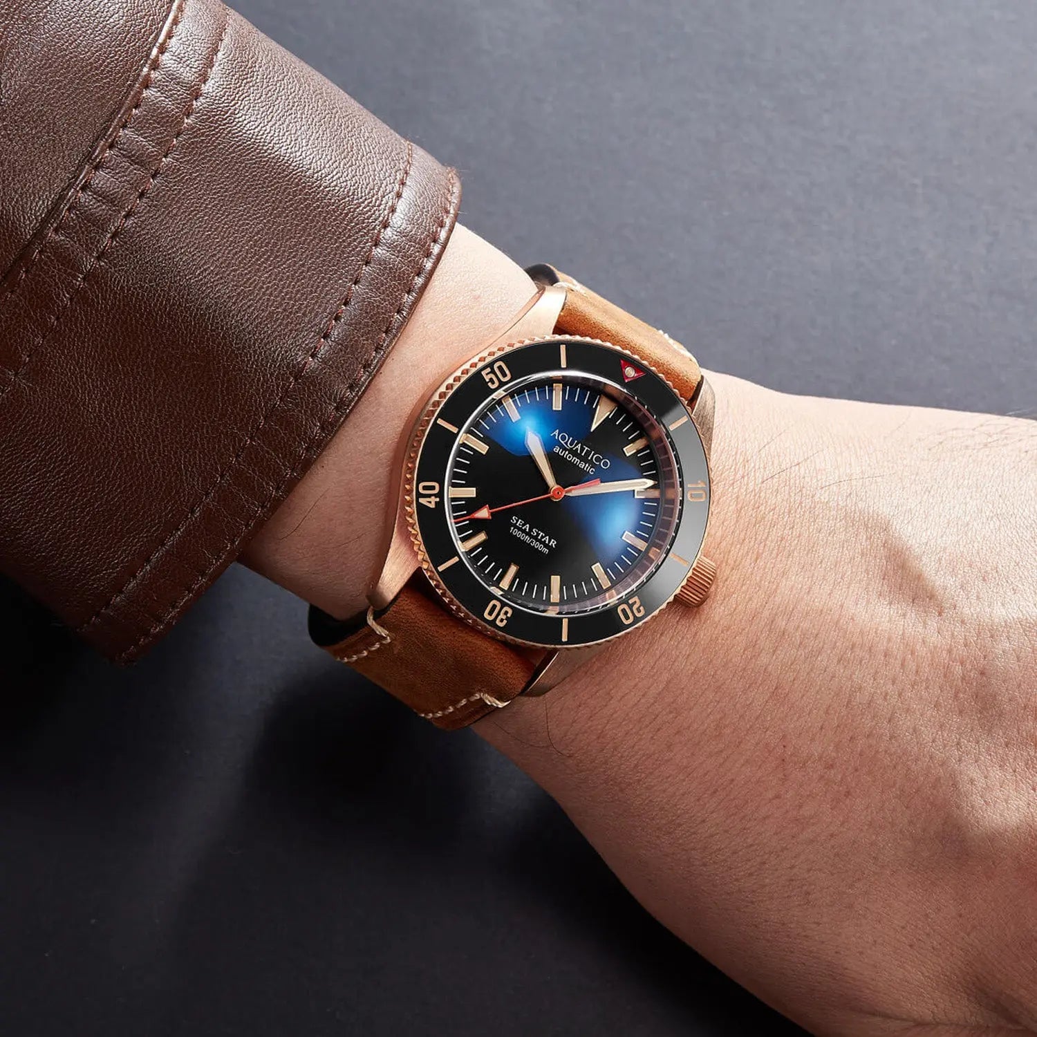 Aquatico Bronze Sea Star Black Dial Watch (NH35 No Date) aquaticowatchshop