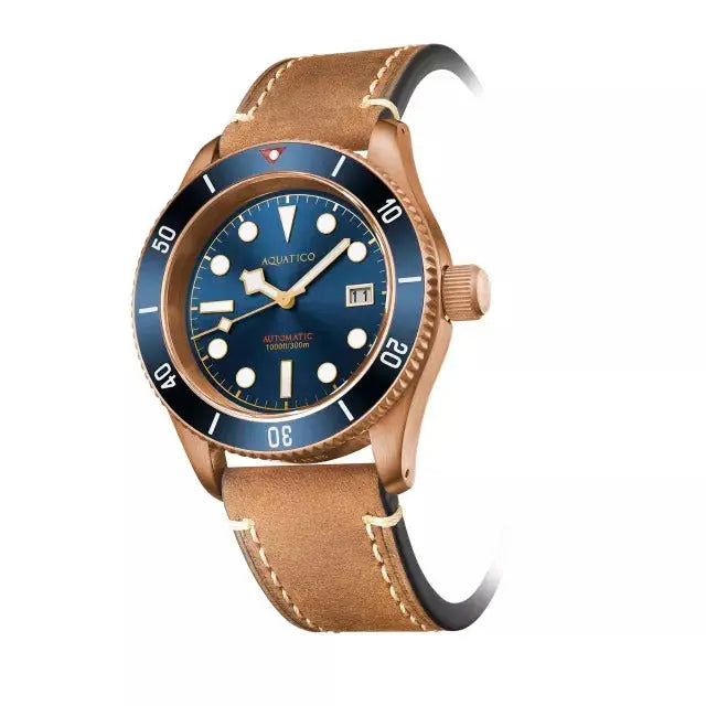 Aquatico Bronze Sea Star Blue Dial Watch (Ceramic Bezel) aquaticowatchshop