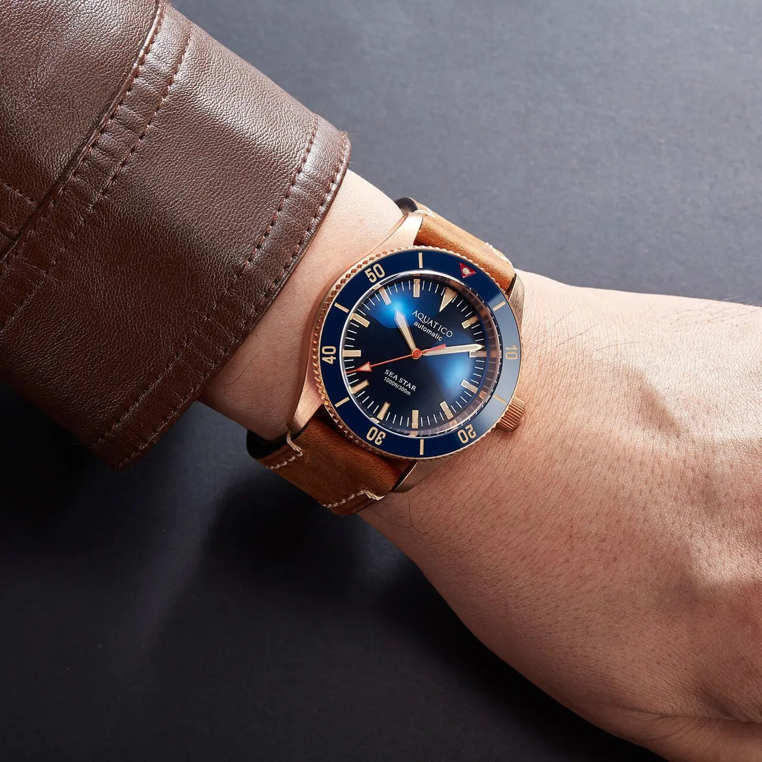 Aquatico Bronze Sea Star Blue Dial Watch (NH35 No Date) aquaticowatchshop