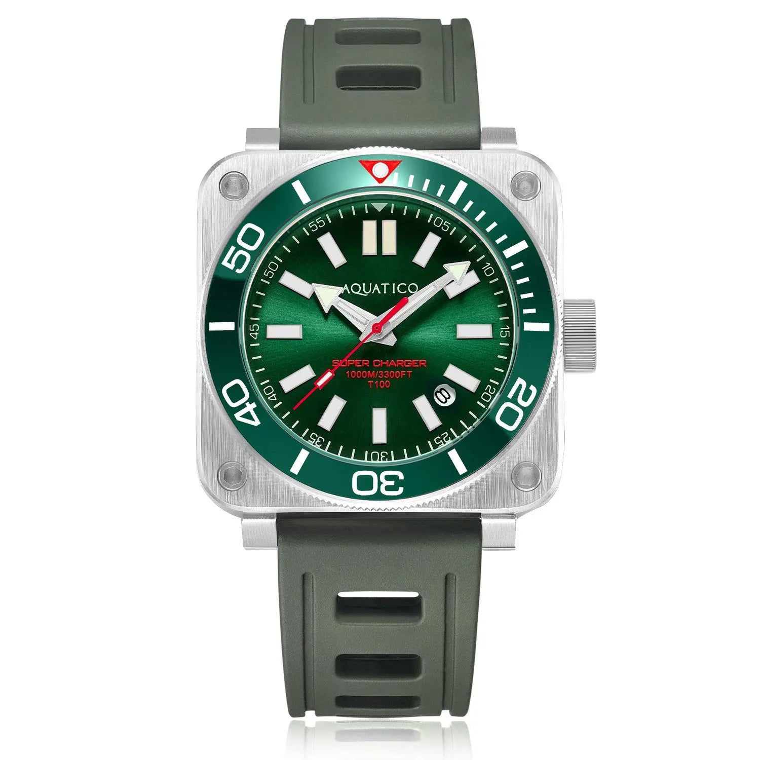 Aquatico Steel Man Green Dial Ceramic Bezel Watch (NH35) aquaticowatchshop