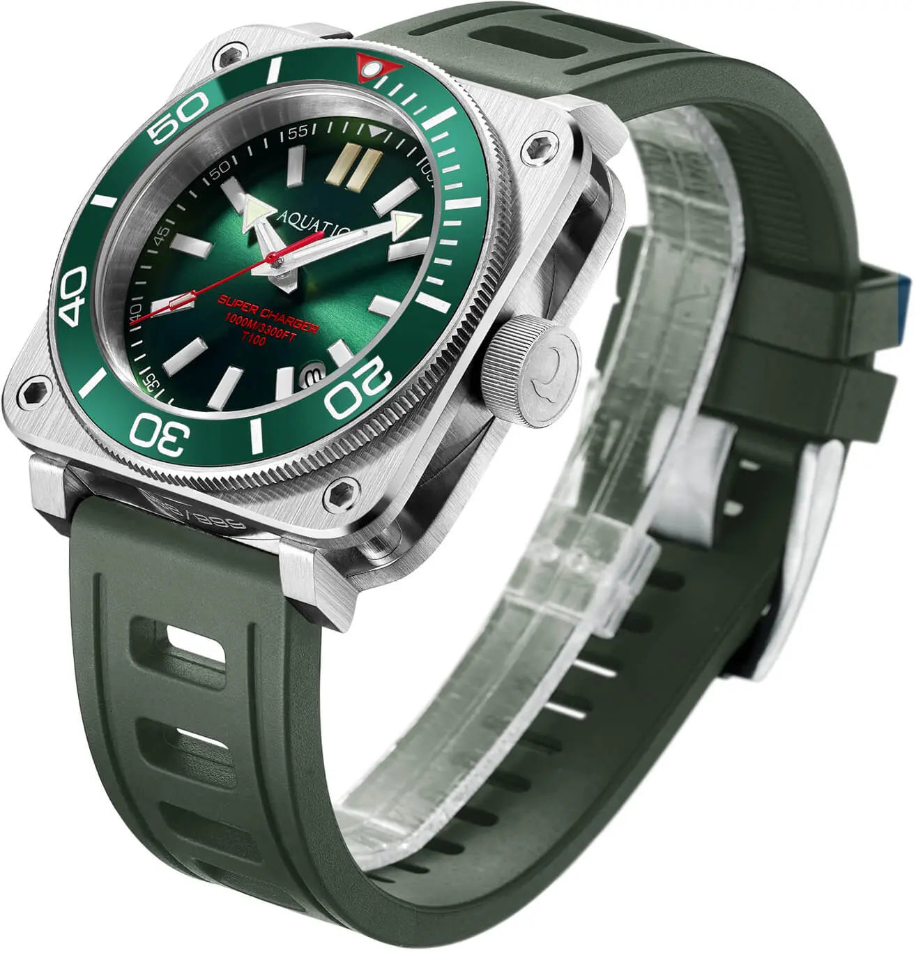 Aquatico Steel Man Green Dial Ceramic Bezel Watch (SWISS MADE ETA2824-2) aquaticowatchshop