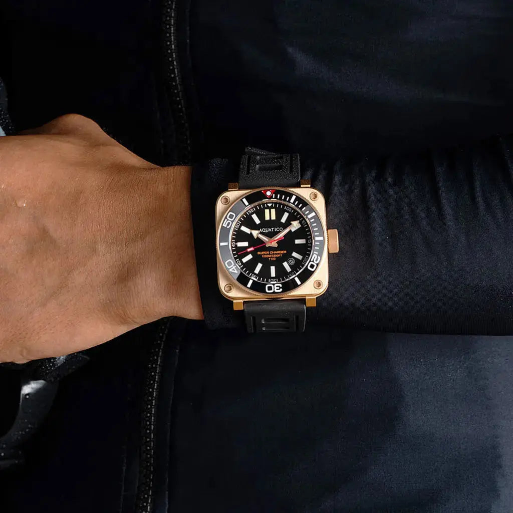 Aquatico Super Charger Bronze Black Dial Watch (SWISS MADE ETA2824-2) aquaticowatchshop