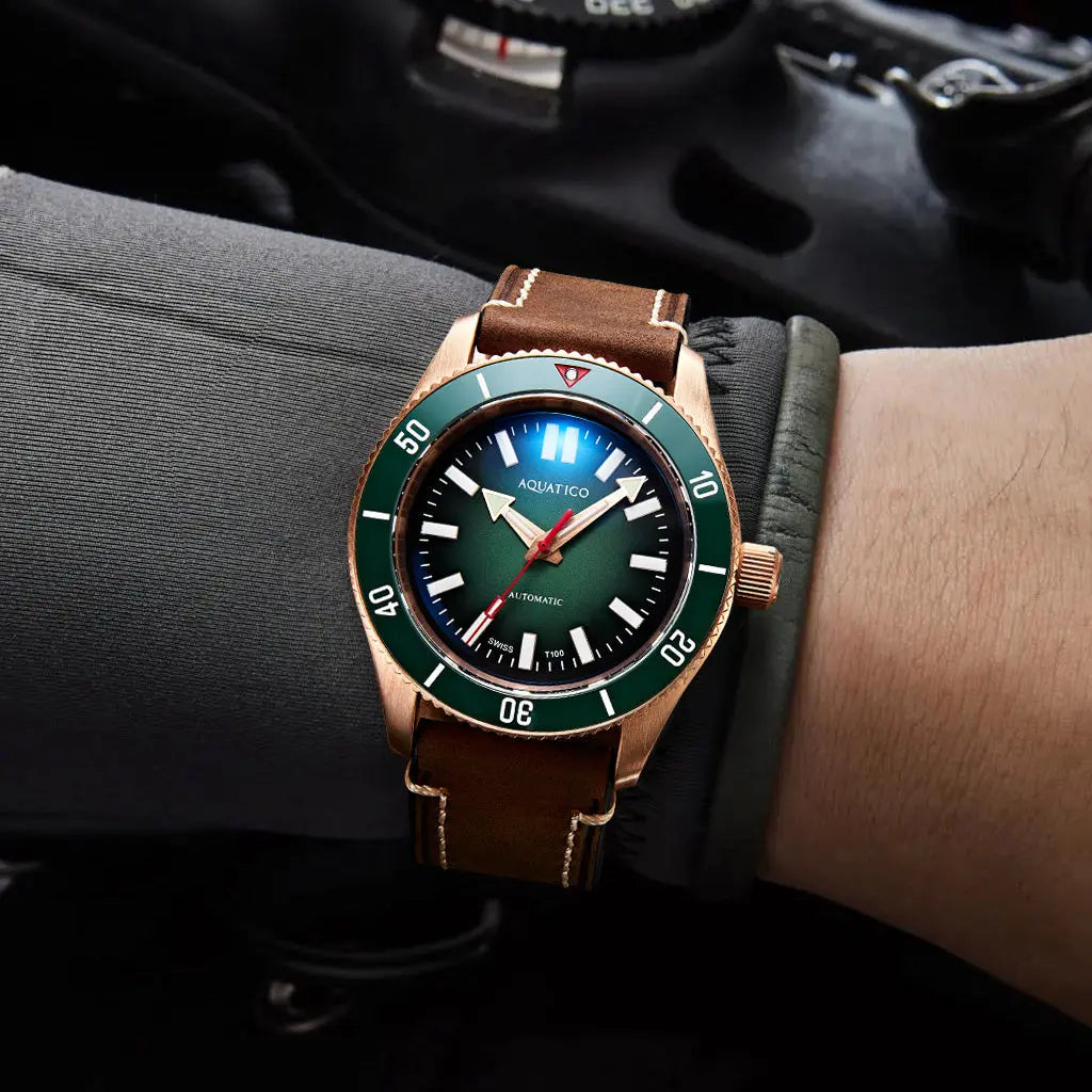 Super Star Bronze Tritium Green Dial(SWISS MADE ETA2824-2) No Date aquaticowatchshop